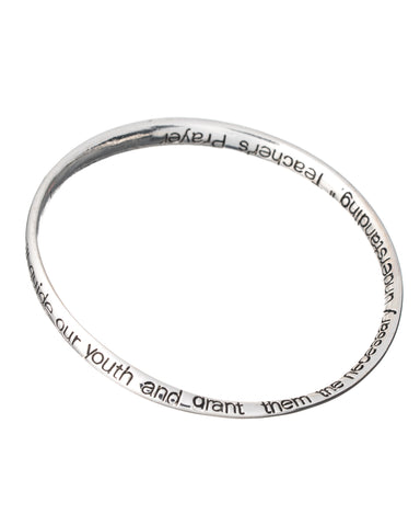 Teachers Prayer Twist Engraved Bangle Bracelet Lord let me be a teacher of Knowledge who will guide