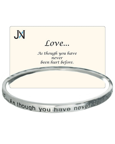 Love Twist Engraved Bangle Bracelet by Jewelry Nexus Love as though you have never been hurt before