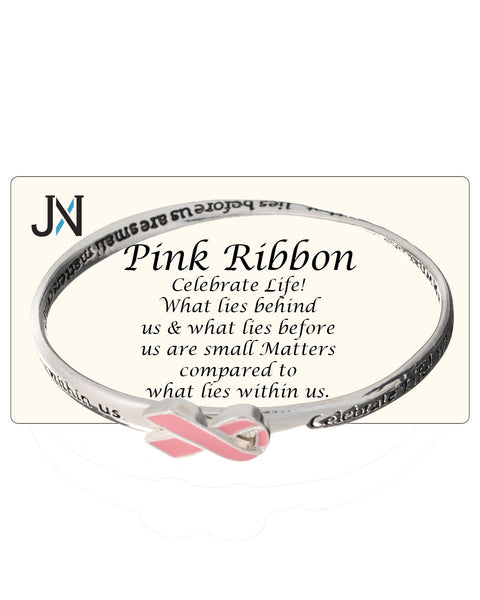 Pink Ribbon Celebrate Life Engraved Twist  Bracelet by Jewelry Nexus