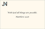 Matthew 19:26 Inspirational Hammered Fish Engraved Bangle Bracelet With God all things are possible