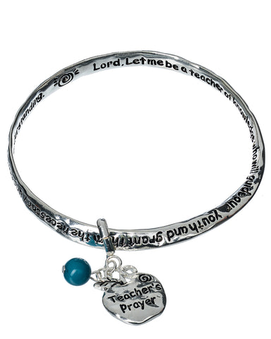 Teachers Prayer Twist Engraved Bangle Bracelet Lord let me be a teacher of Knowledge who will guide