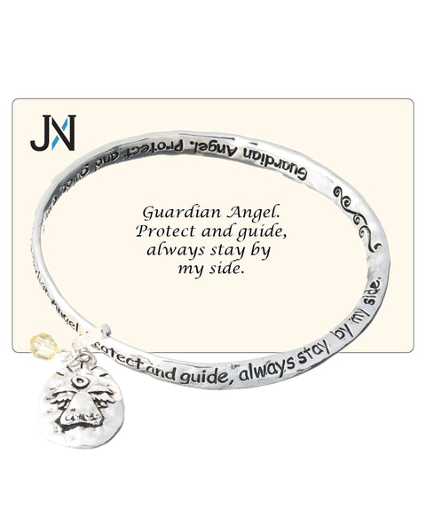 Guardian Angel Charm Engraved Twist Bangle Bracelet by Jewelry Nexus Guardian Angel Protect & guide
