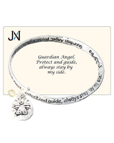 Guardian Angel Charm Engraved Twist Bangle Bracelet by Jewelry Nexus Guardian Angel Protect & guide
