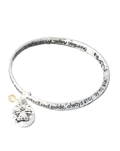 Guardian Angel Charm Engraved Twist Bangle Bracelet by Jewelry Nexus Guardian Angel Protect & guide
