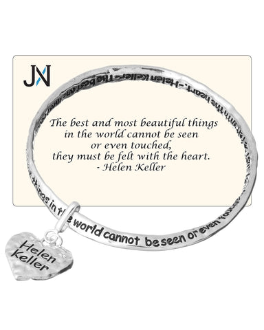 Helen Keller Heart Charm Bracelet The most beautiful things in the world cant be seen or touched