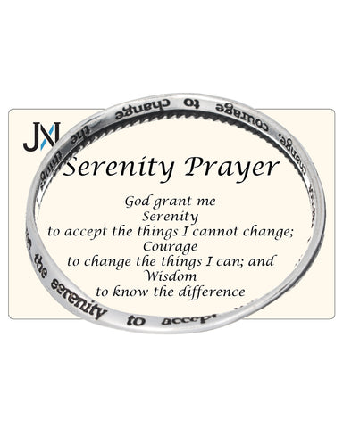 Silver-tone Serenity Prayer Engraved Twist Bangle Bracelet Prayer Card SERENITY COURAGE WISDOM