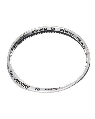 Silver-tone Serenity Prayer Engraved Twist Bangle Bracelet Prayer Card SERENITY COURAGE WISDOM