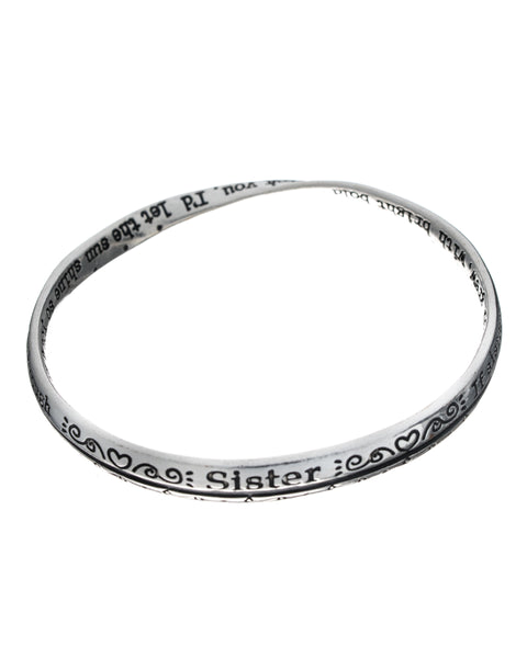 Silver-tone Sisters Twist Bangle Bracelet Prayer Card Included by Jewelry Nexus