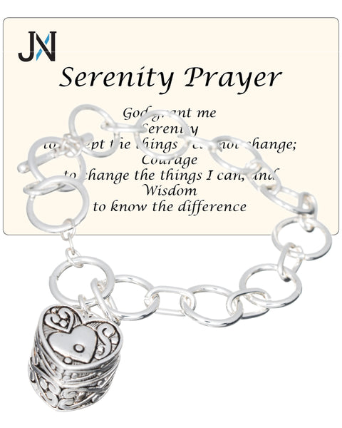 Serenity Prayer Filigree Engraved Magnetic Box & Prayer Message Toggle Bracelet Prayer Card