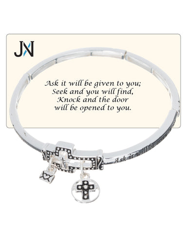 Inspirational Prayer Cross Charm Bracelet with a Prayer Card by Jewelry Nexus