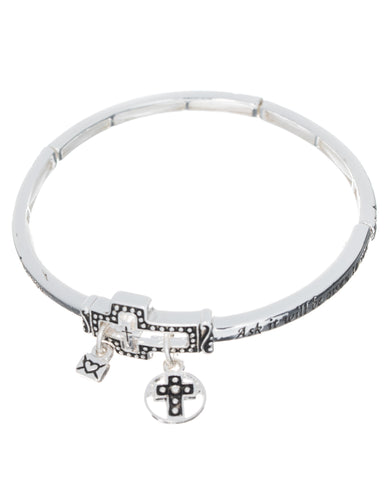 Inspirational Prayer Cross Charm Bracelet with a Prayer Card by Jewelry Nexus