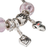 Mom & Baby Theme Little Feet Baby Bottle Onesies & Heart Charm Bead Bracelet