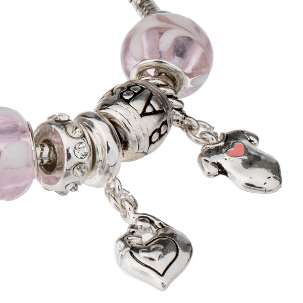 Mom & Baby Theme Little Feet Baby Bottle Onesies & Heart Charm Bead Bracelet