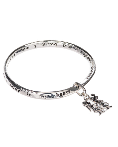 Mother & Daughter Happiness Charm Engraved Bangle Bracelet with Inspirational Card by Jewelry Nexus