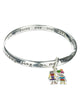 Mother & Daughter Happiness Charm Engraved Bangle Bracelet with Inspirational Card by Jewelry Nexus