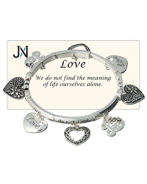 Love Heart Charm Theme Bracelet "We do not find the meaning of life by ourselves alone"
