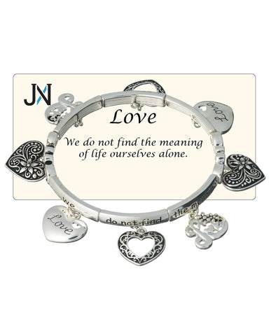 Love Heart Charm Theme Bracelet "We do not find the meaning of life by ourselves alone"