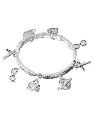 Travel Theme Charm Bracelet "Travel is more than the seeing of sights" - Jewelry Nexus