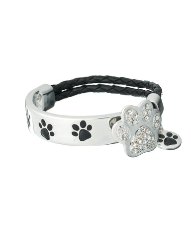 Dog Paw Charm Crystal Double Strand Bracelet "Don't forget the puppies" by Jewelry Nexus