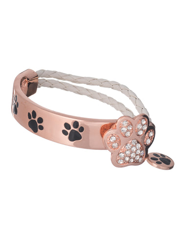 Dog Paw Charm Crystal Double Strand Bracelet "Don't forget the puppies" by Jewelry Nexus