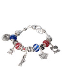 God Bless America USA Multi Bead Charm Liberty NY Vegas Florida Bracelet by Jewelry Nexus