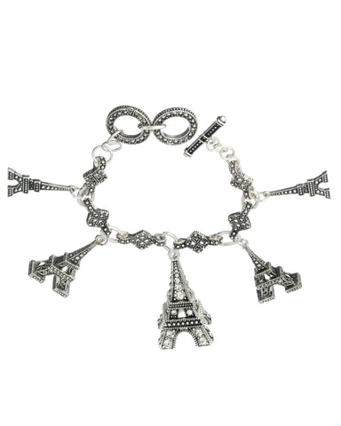 Eiffel Tower Paris Silver-tone Designer Toggle Bracelet by Jewelry Nexus Love in Paris