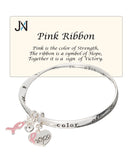 Pink Ribbon Hope Strength Victory Bracelet Heart Charm Inspire by Jewelry Nexus
