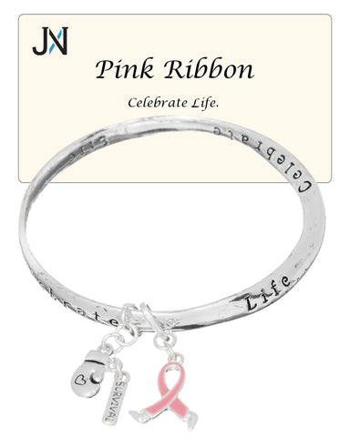 Pink Ribbon Survival Strength Hope Victory Bracelet Boxing Gloves Inspire by Jewelry Nexus
