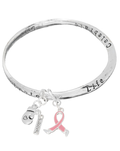 Pink Ribbon Survival Strength Hope Victory Bracelet Boxing Gloves Inspire by Jewelry Nexus