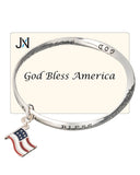 God Bless America American Flag Charm Twist Bracelet Inspirational Card by Jewelry Nexus