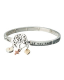 Tree of Life Seed Of Faith Heart & Cross Charm Stretch Inspirational Bracelet - Jewelry Nexus