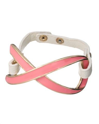Pink Ribbon Hope Strength Courage Cord Bracelet Adjustable Button Closure by Jewelry Nexus