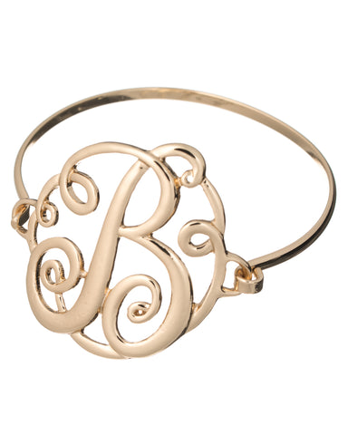 Monogram Filigree Designer Gold-tone Wire Bracelet by Jewelry Nexus