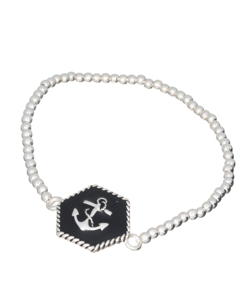 Nautical Theme Anchor Silver-tone Stretch Bracelet by Jewelry Nexus