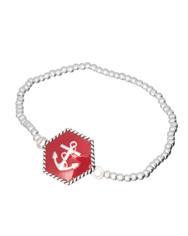 Nautical Theme Anchor Silver-tone Stretch Bracelet by Jewelry Nexus