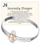 Hammered Cross Serenity Prayer Engraved with Imitation Pearl & Crystal Bracelet by Jewelry Nexus