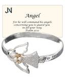 Angel Psalm 91:11 Prayer Engraved Imitation Pearl & Crystal Bracelet Set your minds in things above