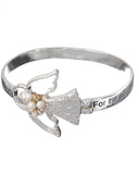 Hammered Pink Ribbon Bracelet Imitation Pearl & Crystal Never lose infinite hope