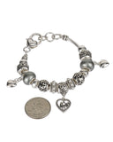 Mom Theme Heart Charm Designer Finish Imitation Pearl & Bead Bracelet - Jewelry Nexus