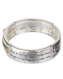 John 3:16 Engraved Inspirational Hammered Statement Stretch Bracelet - Jewelry Nexus