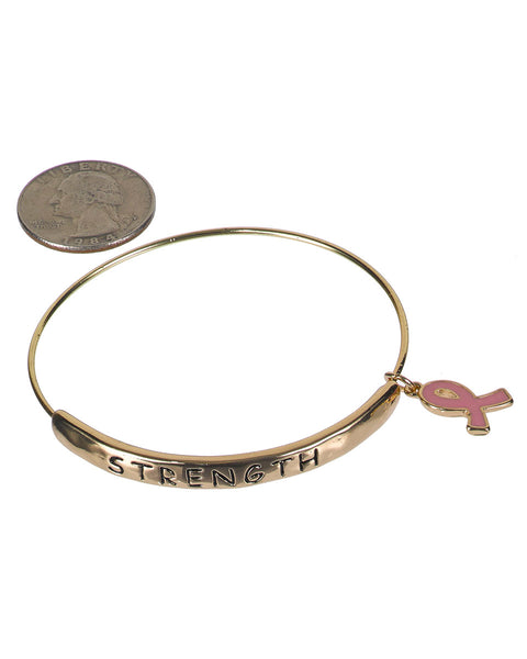 Pink Ribbon Adjustable Bracelet "Color of Strength Symbol of Hope Sign of Victory" by Jewelry Nexus