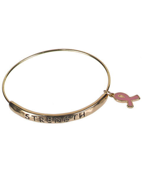 Pink Ribbon Adjustable Bracelet "Color of Strength Symbol of Hope Sign of Victory" by Jewelry Nexus