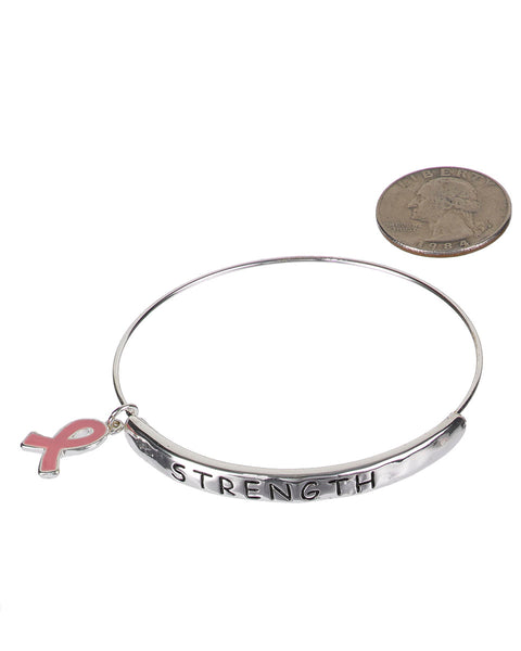 Pink Ribbon Adjustable Bracelet "Color of Strength Symbol of Hope Sign of Victory" by Jewelry Nexus