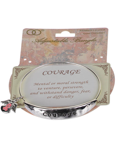 Pink Ribbon "Courage" Adjustable Bracelet "Mental or Moral Strength to Venture... " by Jewelry Nexus