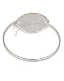Serenity Prayer Hammered Medallion Brushed Finish Inspirational Bangle Bracelet - Jewelry Nexus