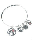Mom & Daughter Pink Heart Slippers Holding Hands Charm Adjustable Bangle Bracelet by Jewelry Nexus