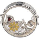 MOM Theme Heart & Yellow Flower Floating Charm Locket Bracelet