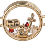 Faith Hope Love Heart & Anchor Floating Charm Locket Style Bracelet