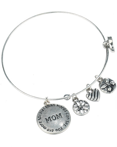 Mom You Are More Special Than Words Can Say with Heart Flower & Butterfly Charm by Jewelry Nexus
