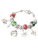 Snowman Santa Clause It's Christmas Snow Flake Charm Bracelet by Jewelry Nexus